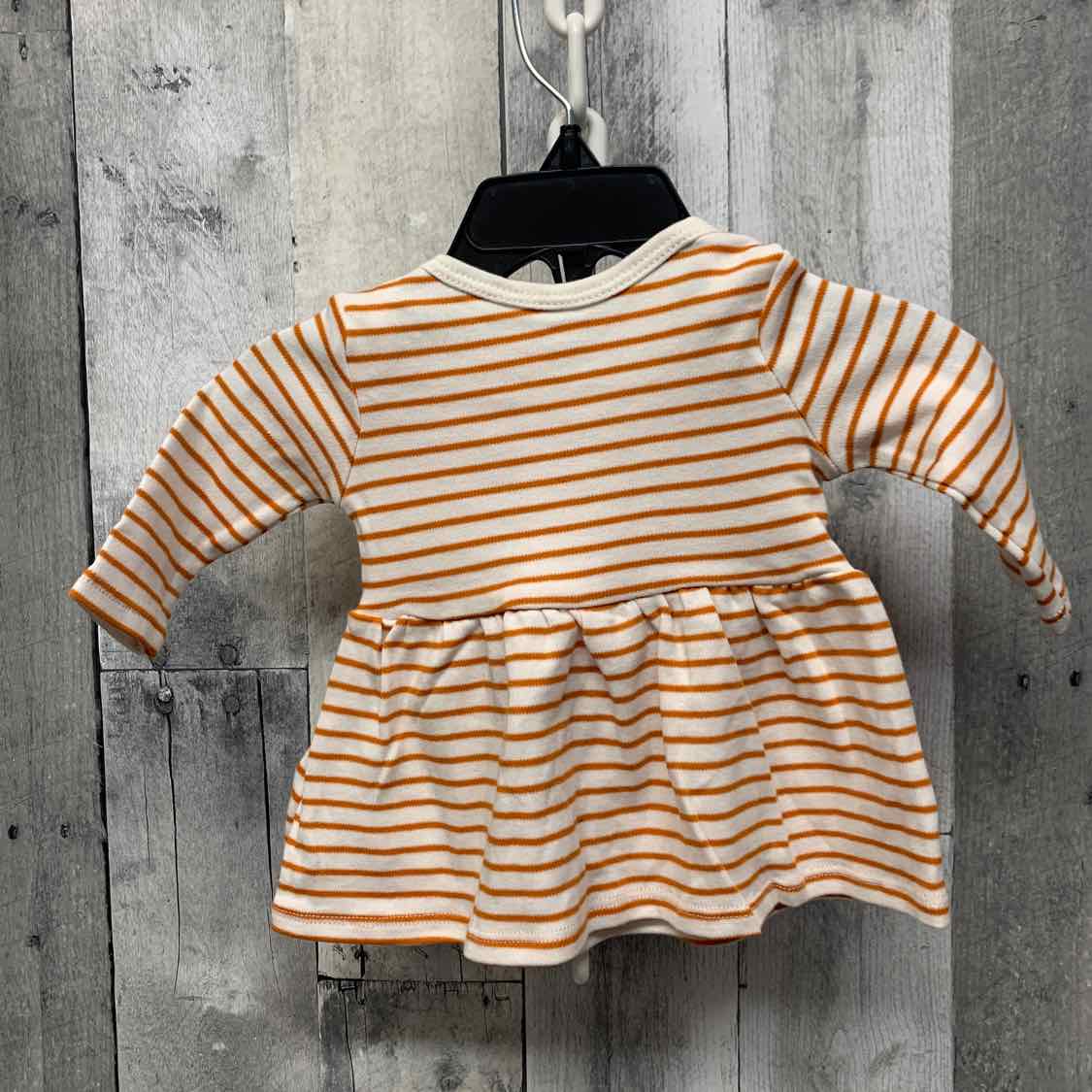 Size Newborn White/Orange Amazon Basics LS Dress