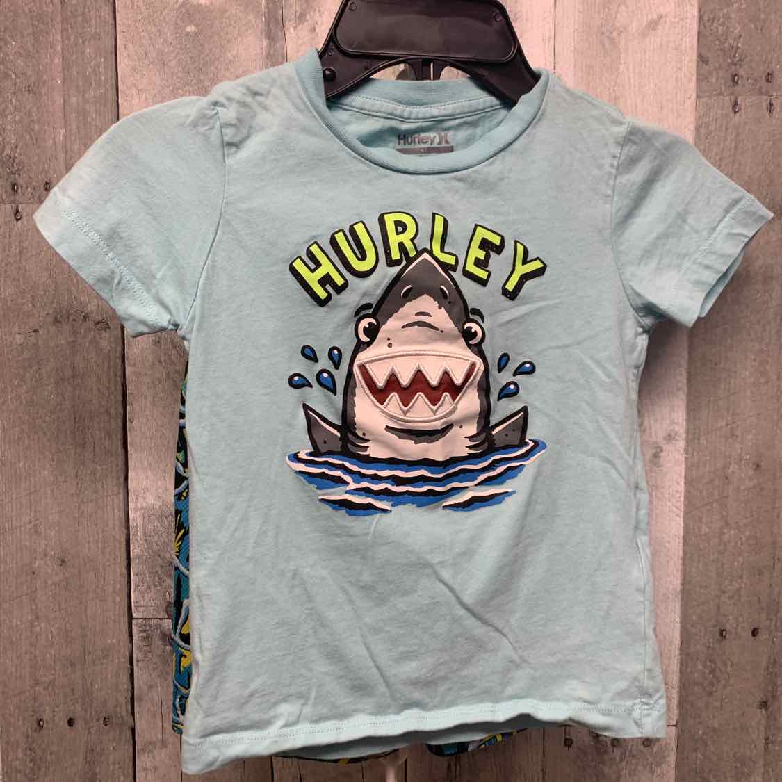Size 4T Blue Graphic Hurley Shirt/Shorts