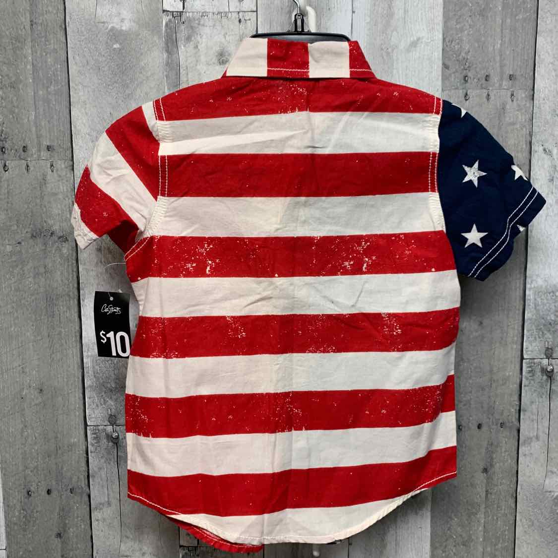 Size 4/5 Red Striped City Streets Button Up