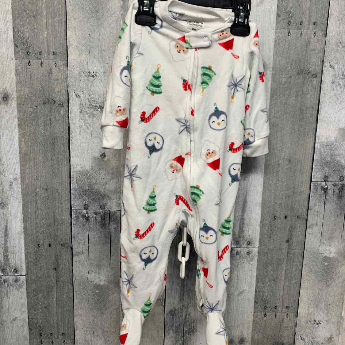 Size 9 Months White Print Just One You Footy PJs