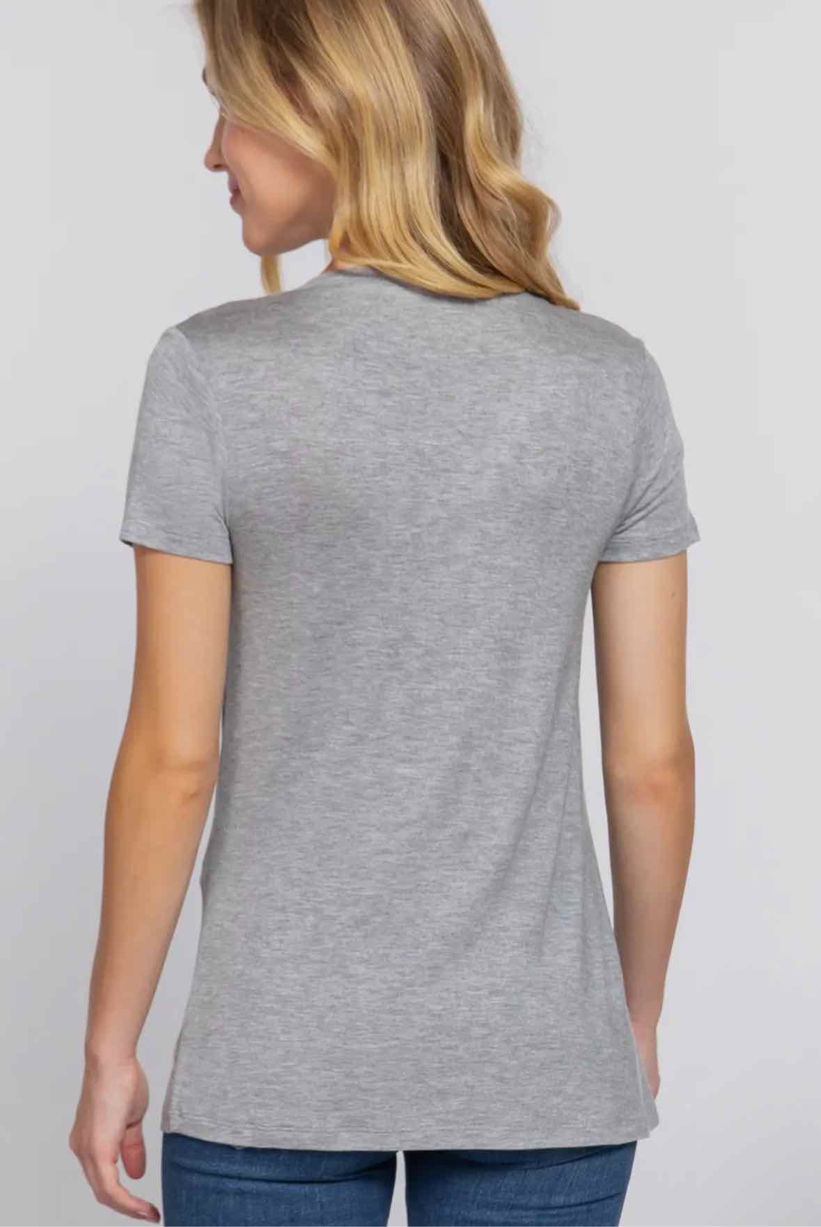 Short Sleeve V Neck W/ Pocket Jersey Top