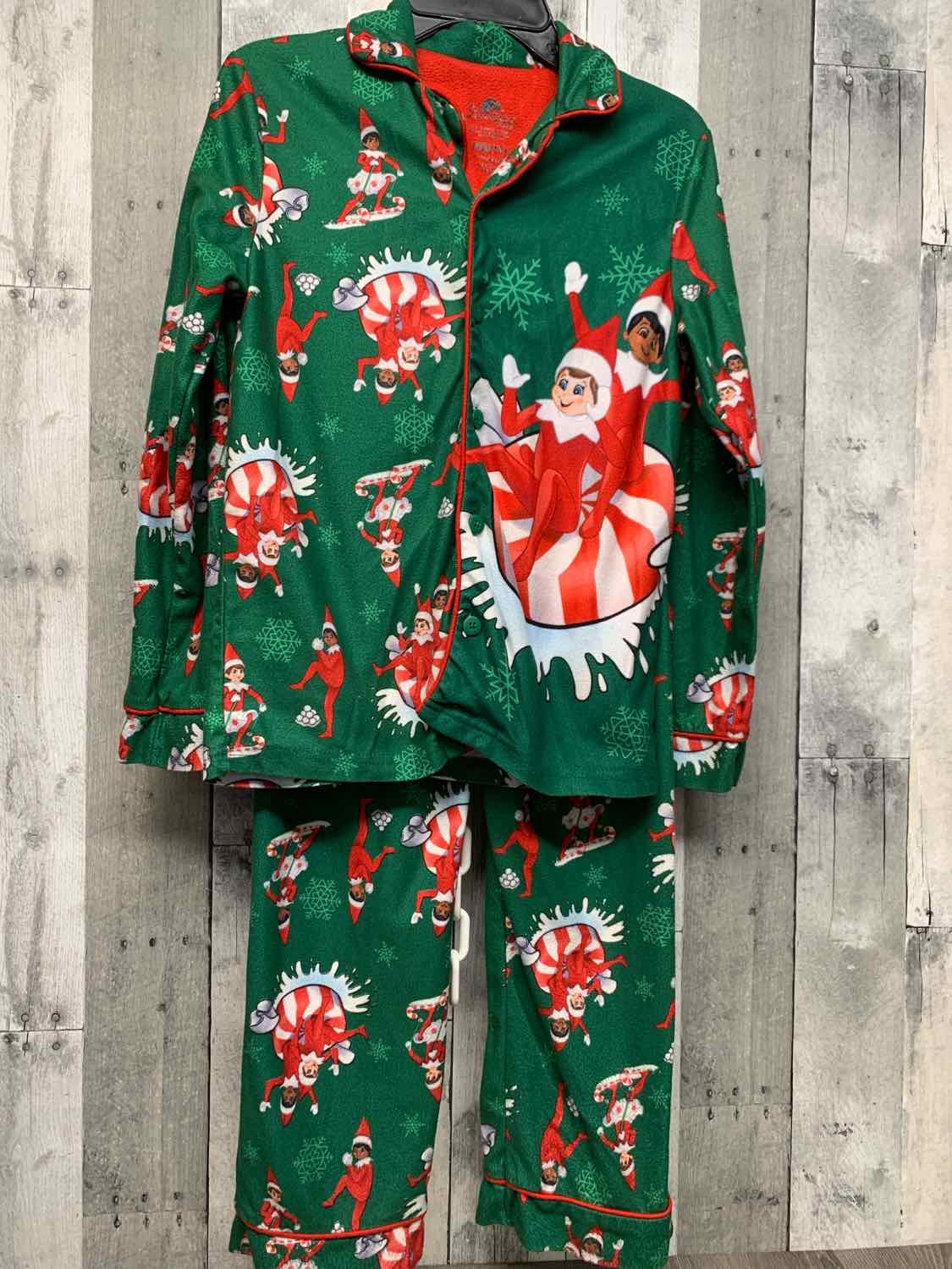 Size Medium Green Print Holiday Brands 2pc PJs