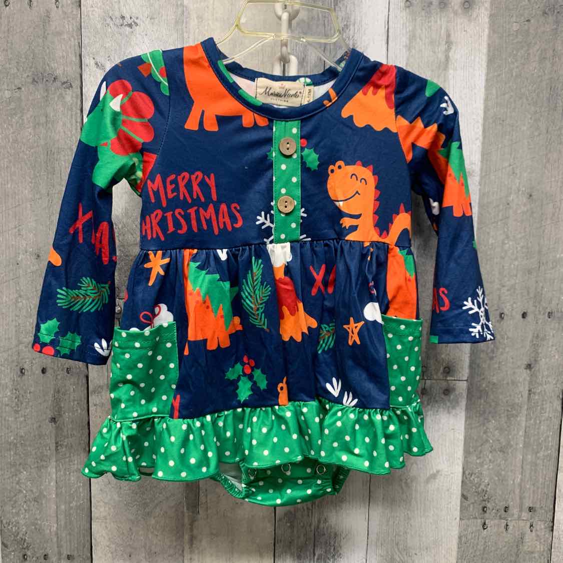 Size 6-12 Months Navy/Green Boutique Brand Romper