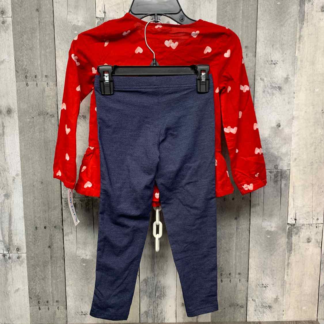 Size 5T Denim/Red Carter's Shirt/Leggings