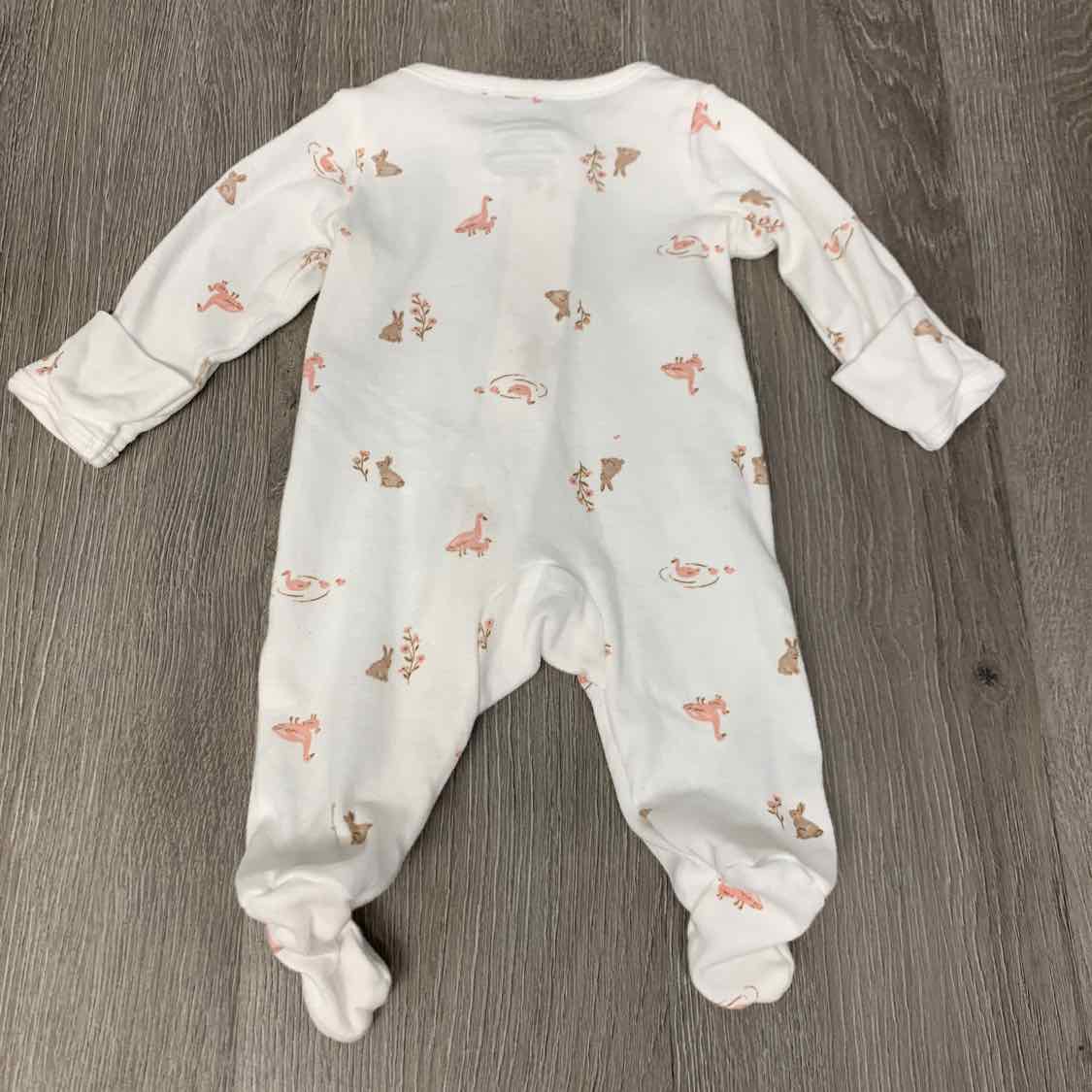 Size Preemie White Print Carter's Footy PJs