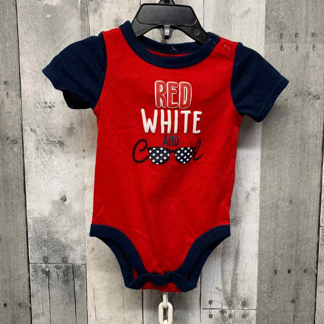 Size 6-9 Months Red/Navy Holiday Brands Bodysuit