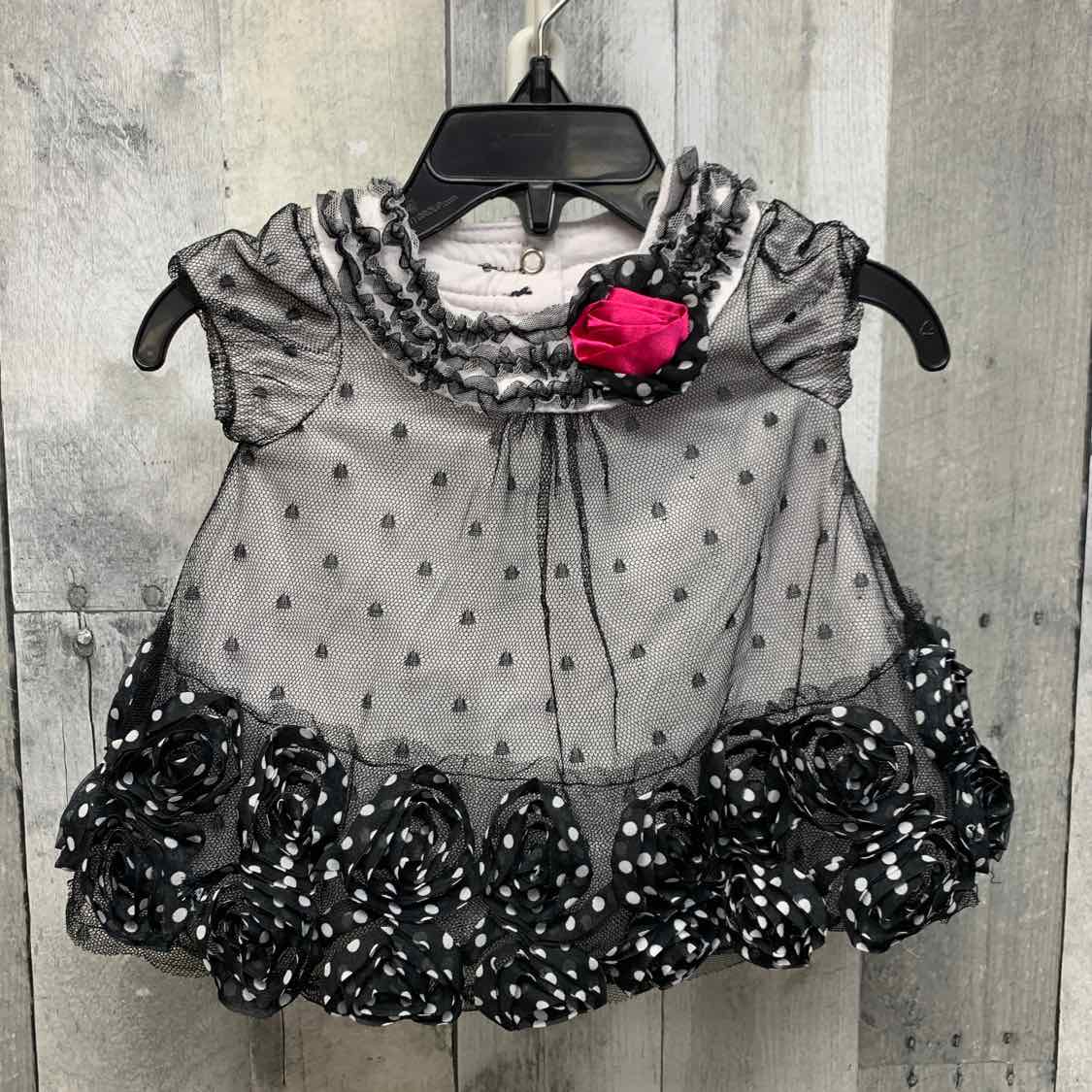 Size 0-3 Months Black/White Nannette Dress