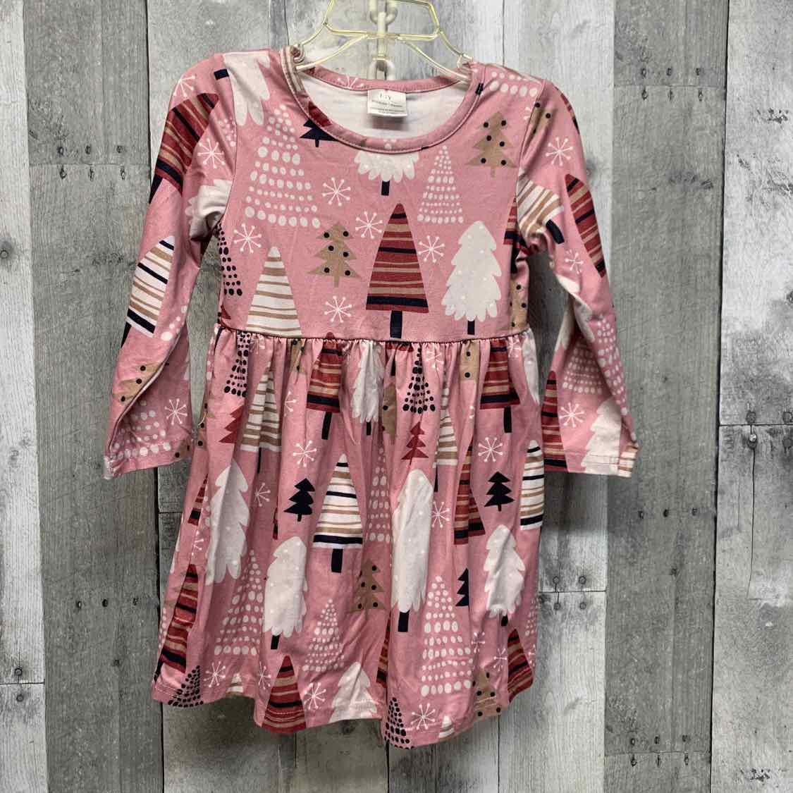 Size 1/2 Pink/Brown Boutique Brand LS Dress