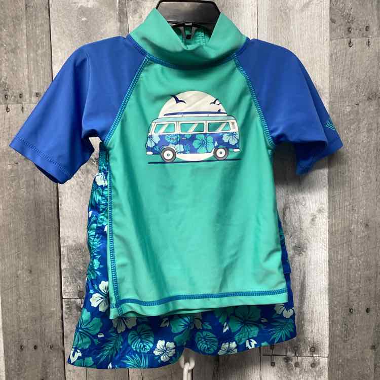 Size 2T Blue/Teal B Brand 2pc+ Swim Top/Trunks