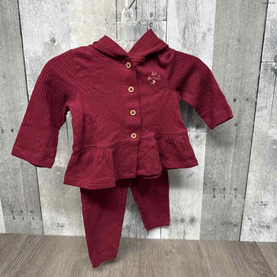 Size 3 Months Burgundy Carter's Shirt/Pants