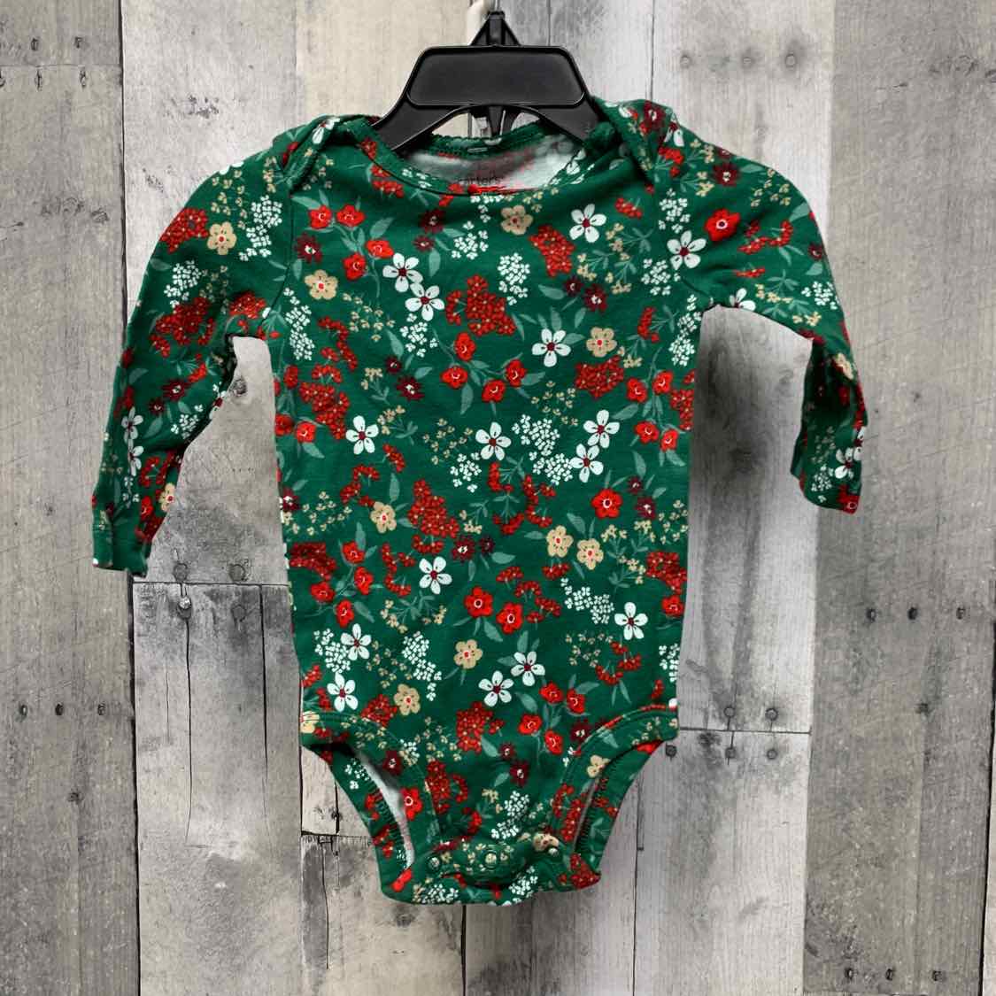 Size 6 Months Green Floral Print Carter's Bodysuit