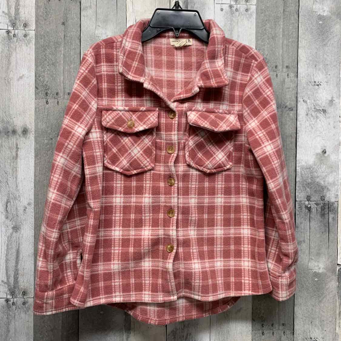 Size 10/12 Pink Plaid B Brand LS Button Up