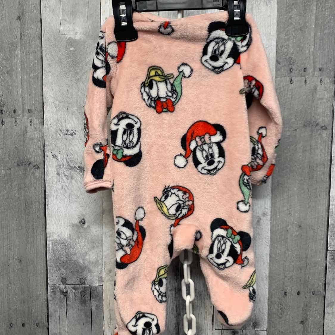 Size 0-3 Months Pink Print Disney Footy PJs