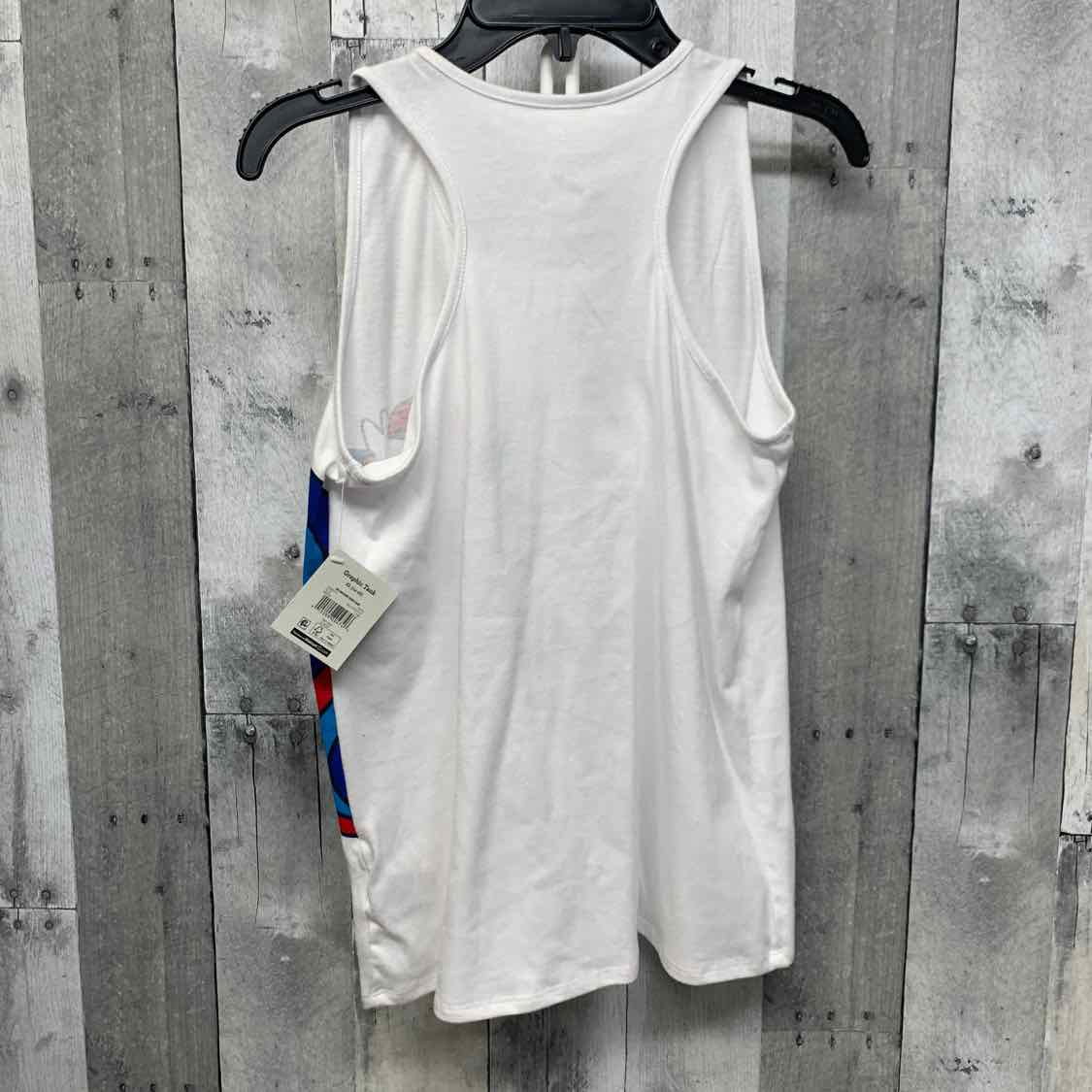 Size 14/16 White Graphic Holiday Brands Tank Top