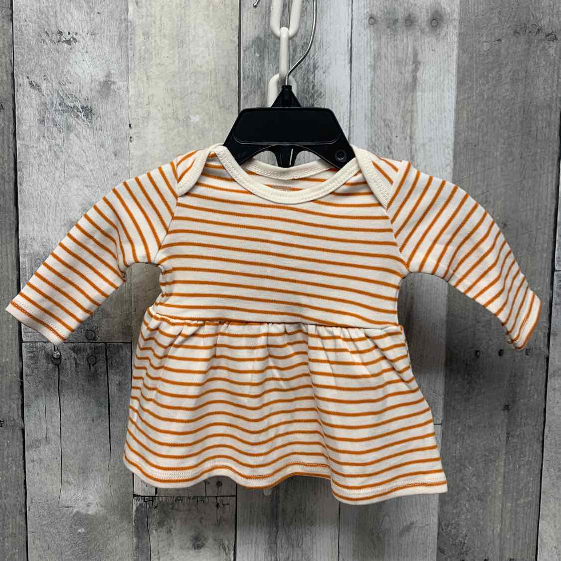 Size Newborn White/Orange Amazon Basics LS Dress