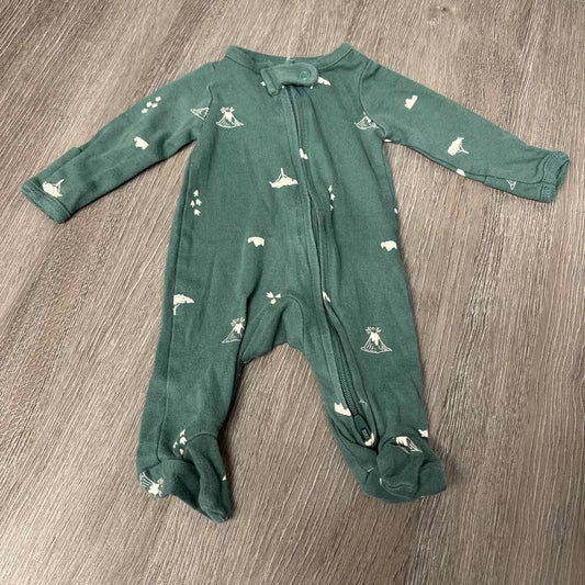 Size Preemie Green Print Child of Mine Footy PJs
