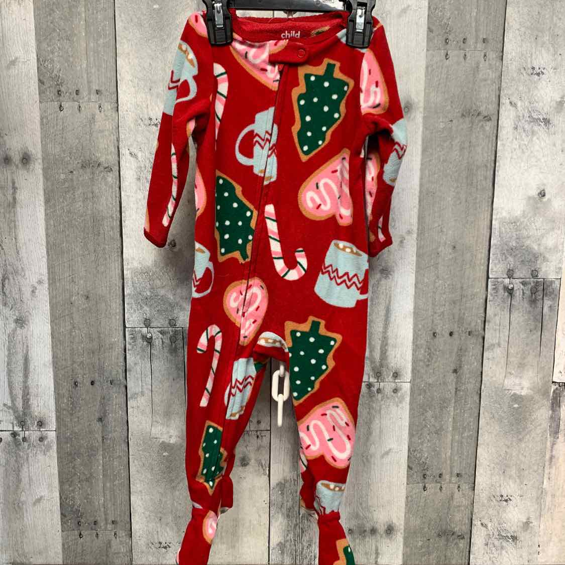 Size 12 Months Red Print Child of Mine Footy PJs