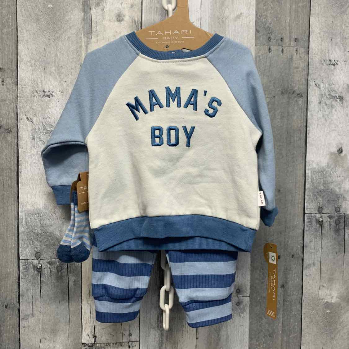 Size 6-9 Months White/Blue B Brand Shirt/Pants