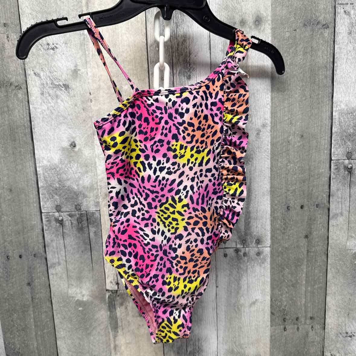 Size 5/6 Pink Animal Print Mid Brand Swim Suit - 1pc