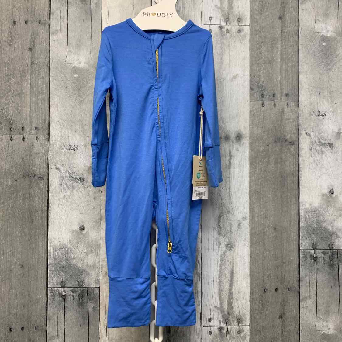 Size 3 Months Blue Bamboo Footy PJs - OodlesCB