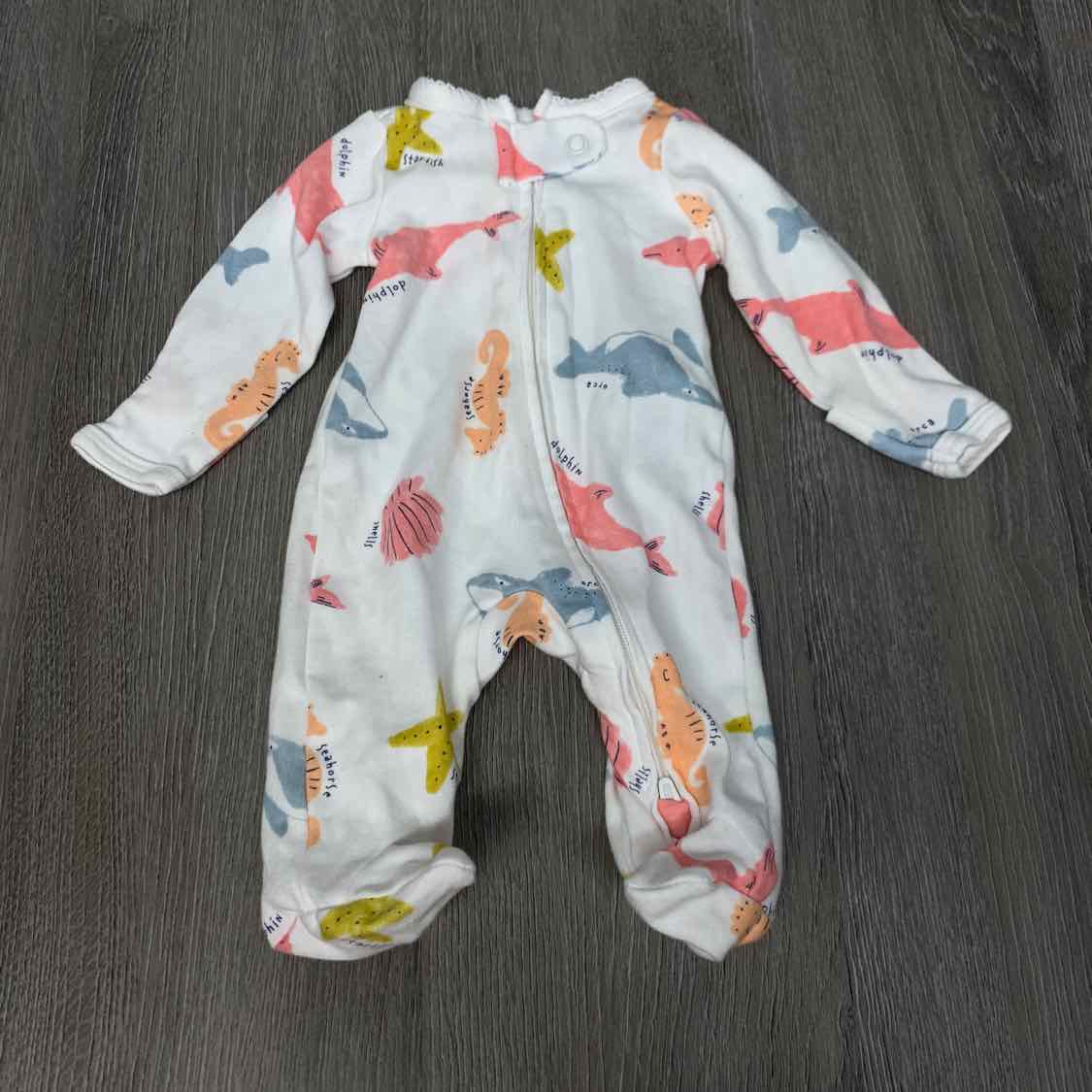 Size Preemie White/Pink Child of Mine Footy PJs