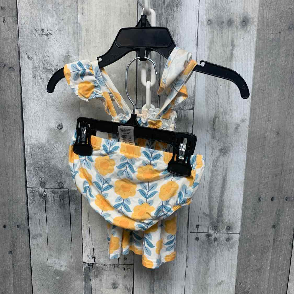 Size 6-9 Months Orange/Blue Bamboo 2pc Dress