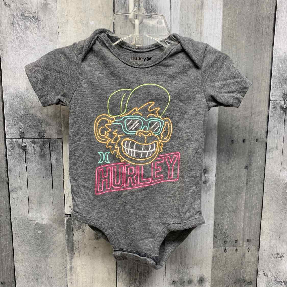 Size 6-9 Months Gray/Pink Hurley Bodysuit - OodlesCB