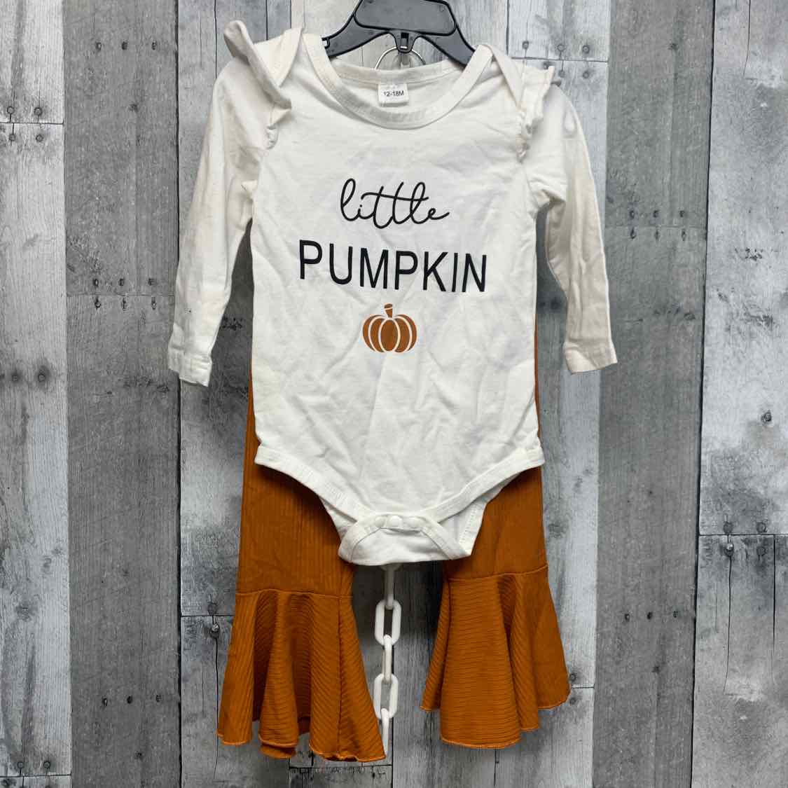 Size 12-18 Months White/Orange B Brand Shirt/Leggings
