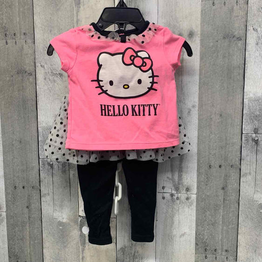 Size 6-9 Months Pink/Black Hello Kitty Shirt/Pants - OodlesCB