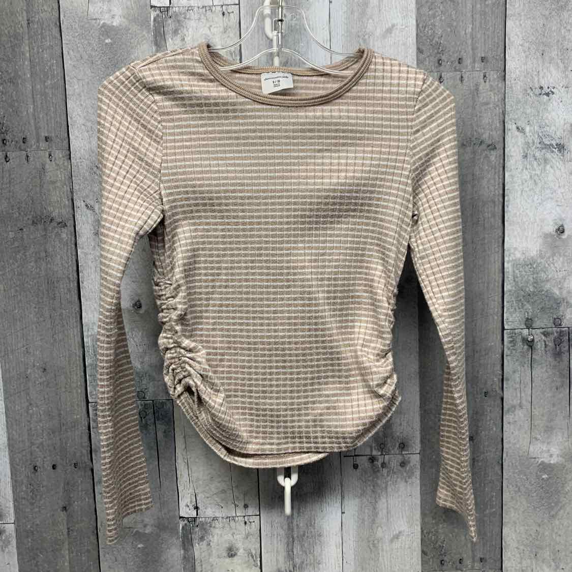 Size 9/10 Tan Striped Abercrombie Long Sleeve Shirt