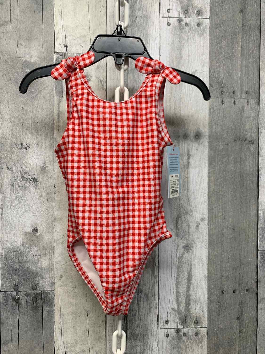 Size 18 Months Red/White Cat & Jack Swim Suit - 1pc