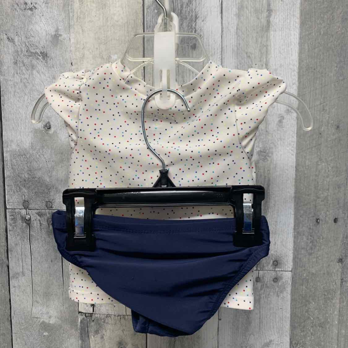 Size 9 Months White/Navy Cat & Jack Swim Suit - 2pc+