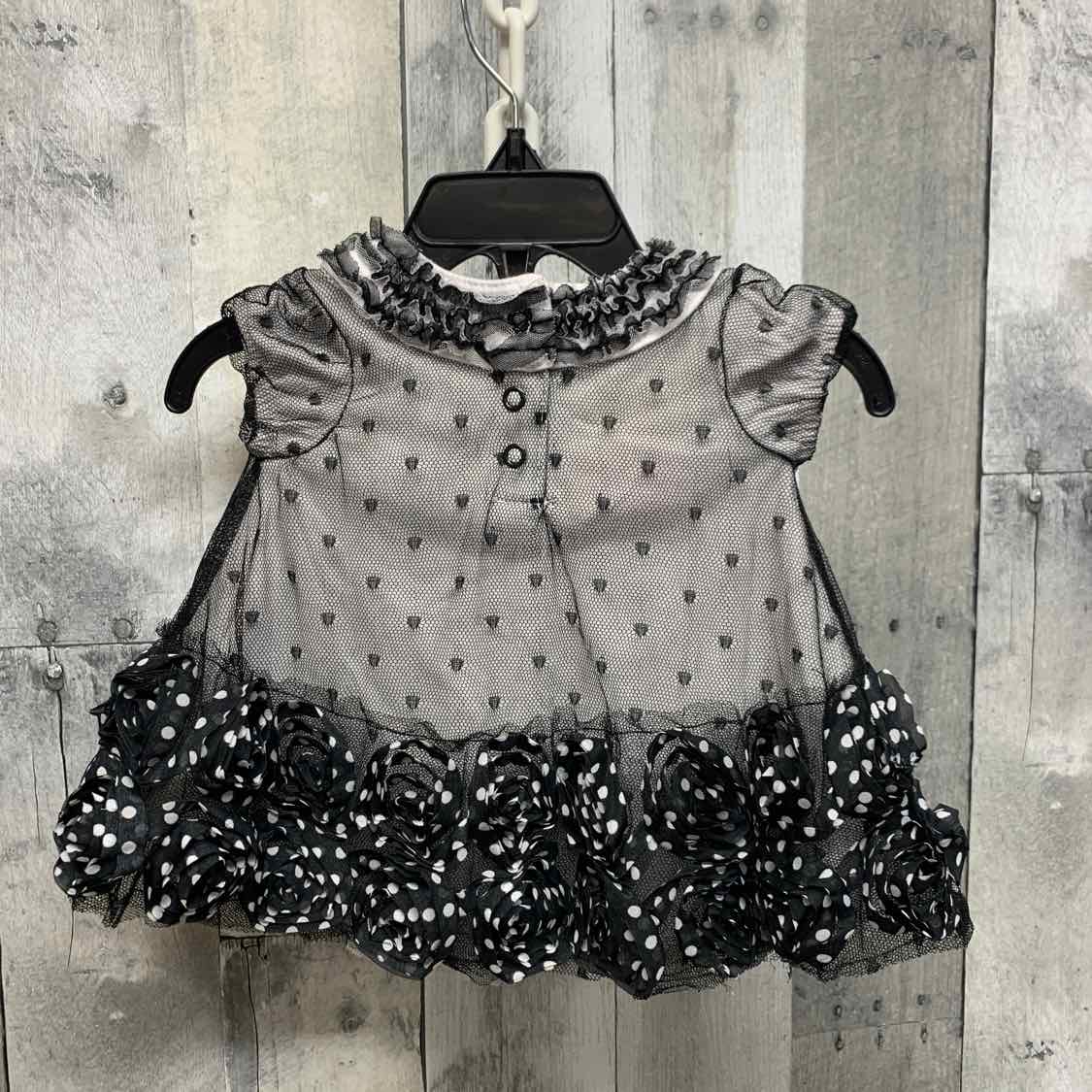 Size 0-3 Months Black/White Nannette Dress