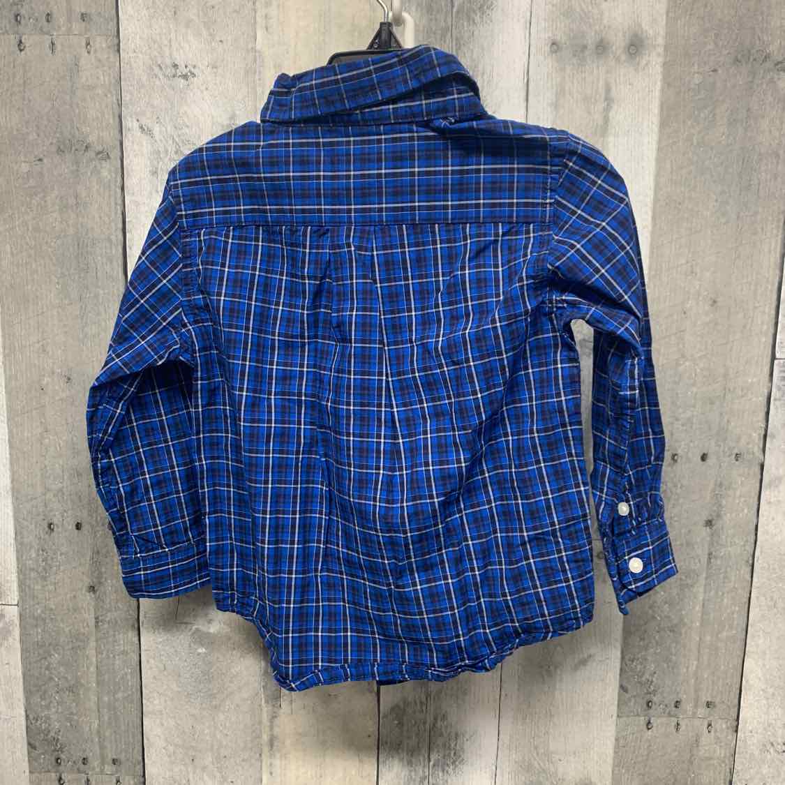 Size 2T Blue Plaid Janie & Jack LS Button Up