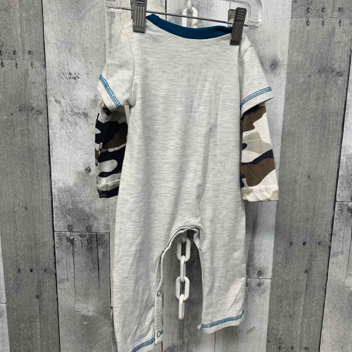 Size 0-3 Months Gray/Teal B Brand Romper
