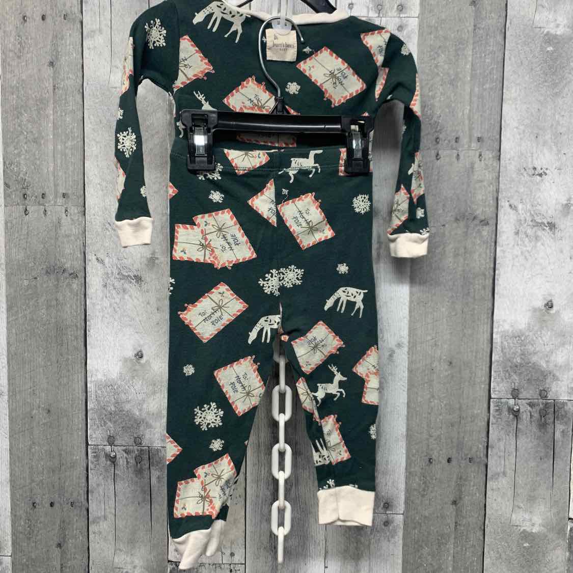 Size 12 Months Green/Gray Burt's Bees Baby 2pc PJs