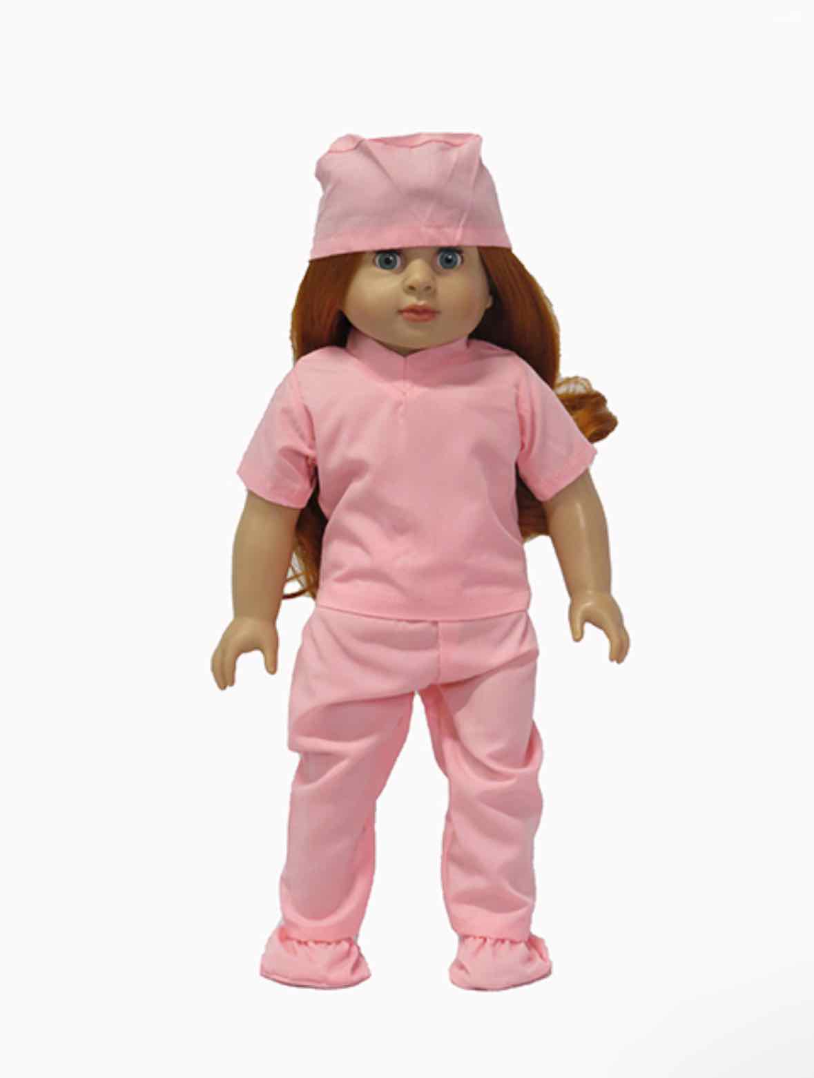 7pc 18" Doctor Scrubs Set Top/Pants/Booties/Cap/Mask/Coat/Clipboard - OodlesCB