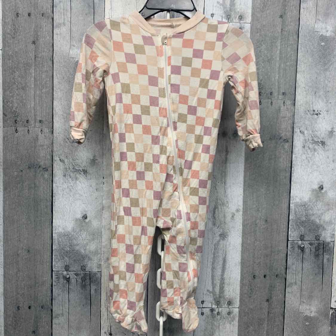 Size 6-9 Months Ivory/Pink Bamboo Footy PJs