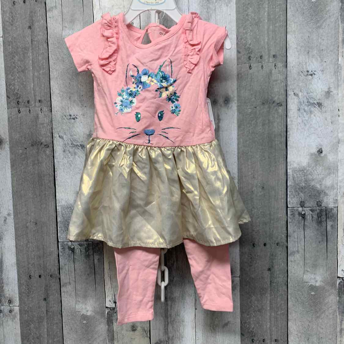 Size 18 Months Pink/Gold Cutie Pie Shirt/Leggings