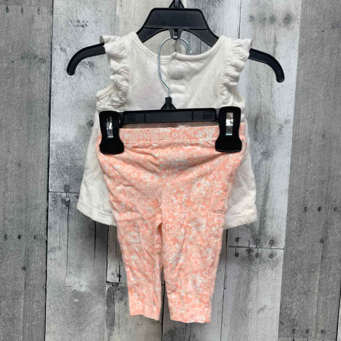Size 0-3 Months White/Pink Rene Rofe Shirt/Leggings