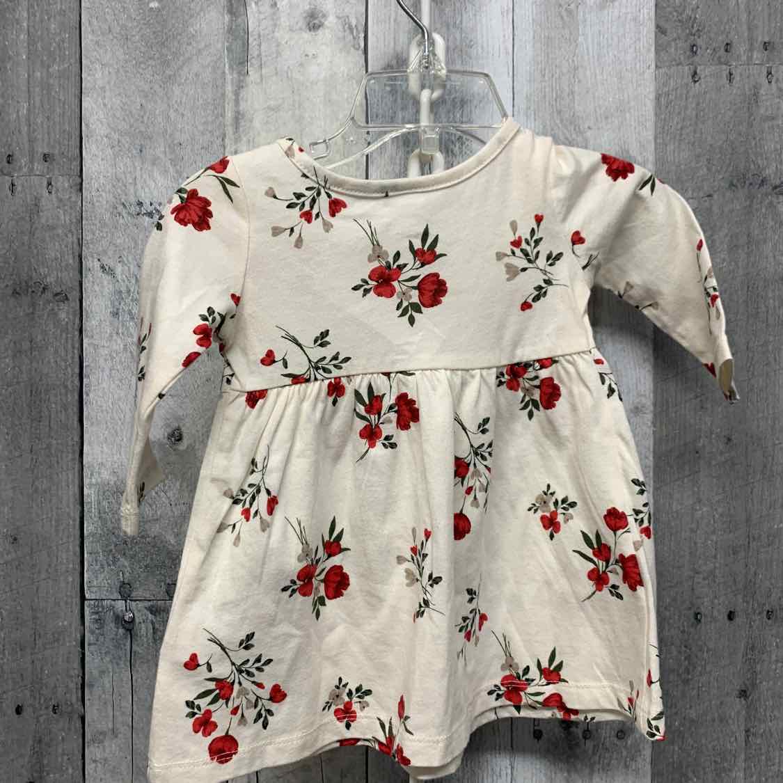 Size 3-6 Months White/Red Old Navy LS Dress