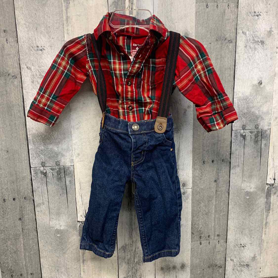 Size 6 Months Red/Green Carter's Shirt/Pants