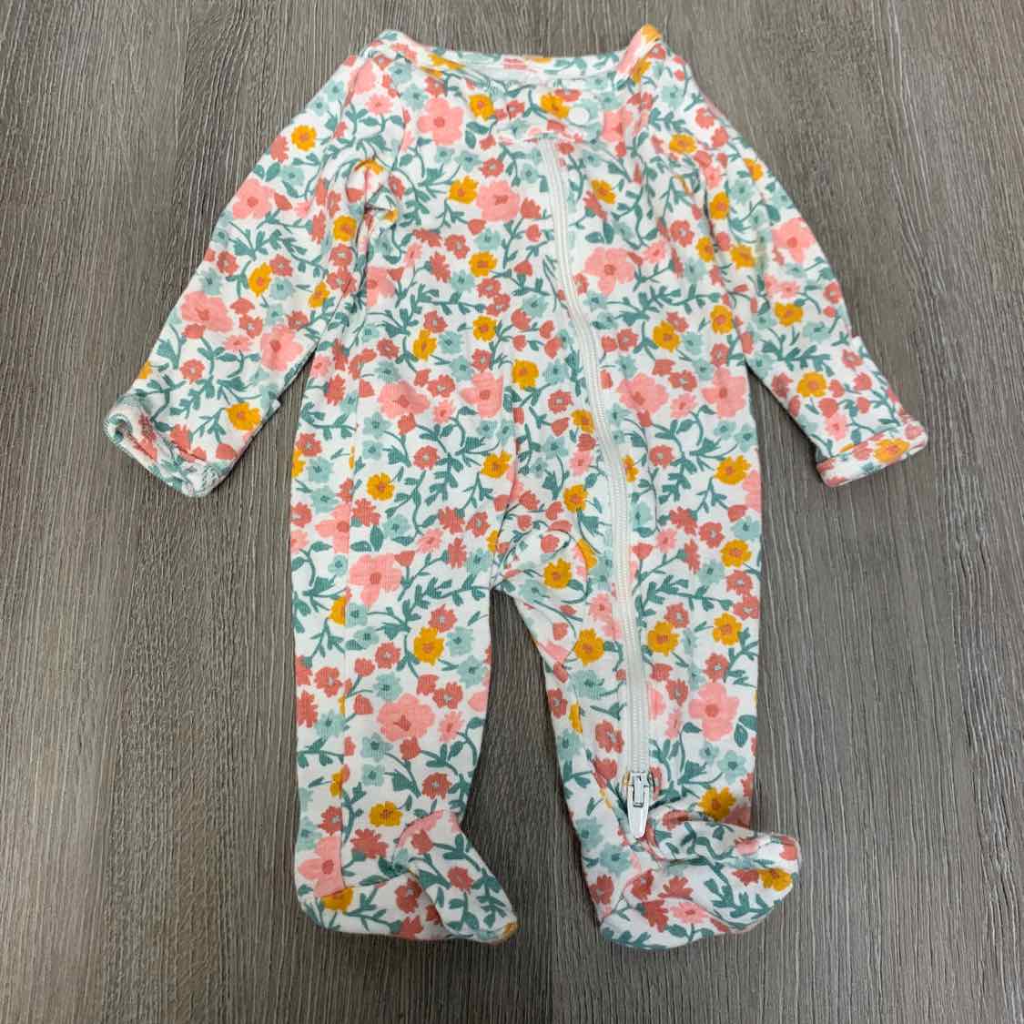 Size Preemie White Print Just One You Footy PJs