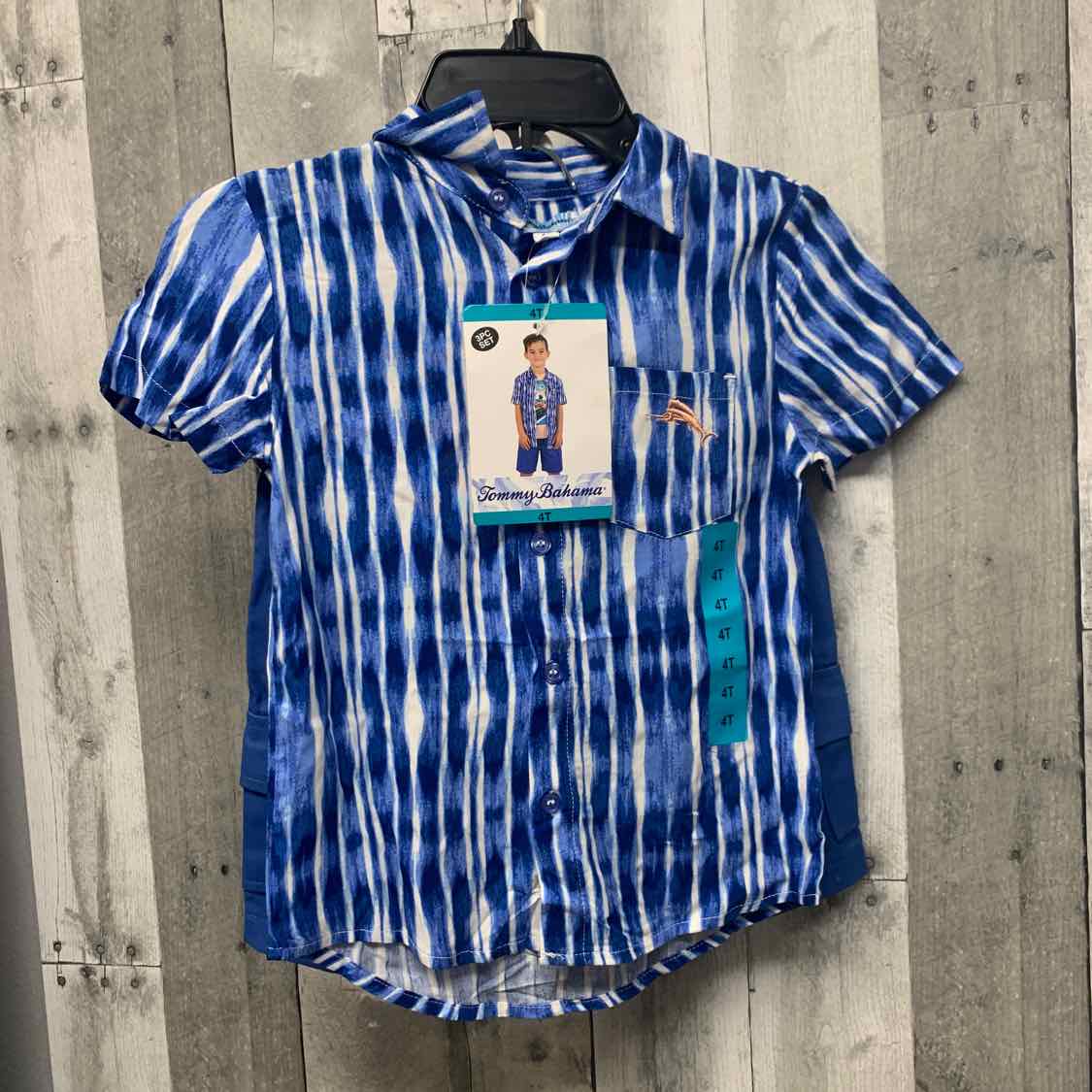 Size 4T Blue Graphic Tommy Bahama Shirt/Shorts
