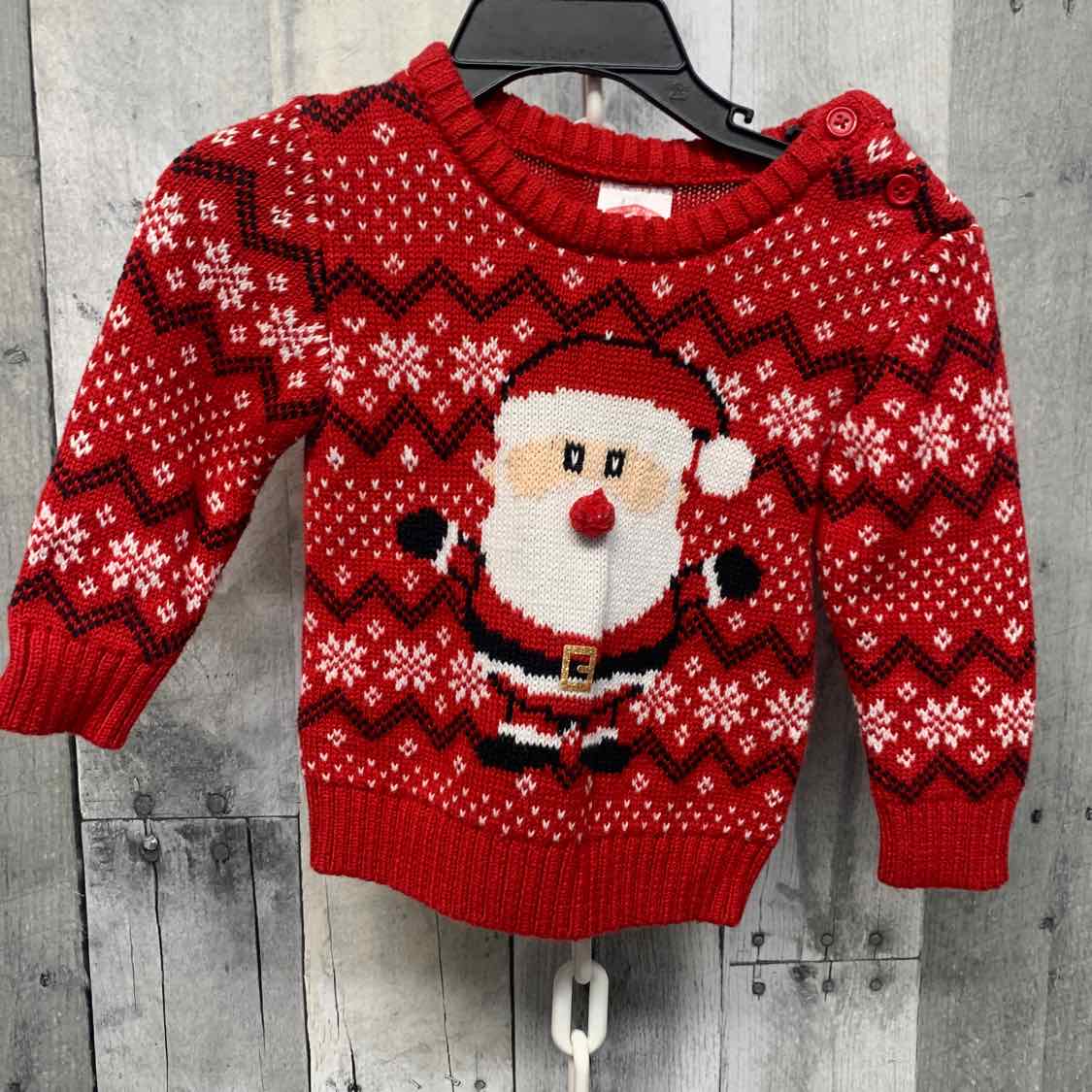Size 12 Months Red Graphic Holiday Brands Sweater - Outer