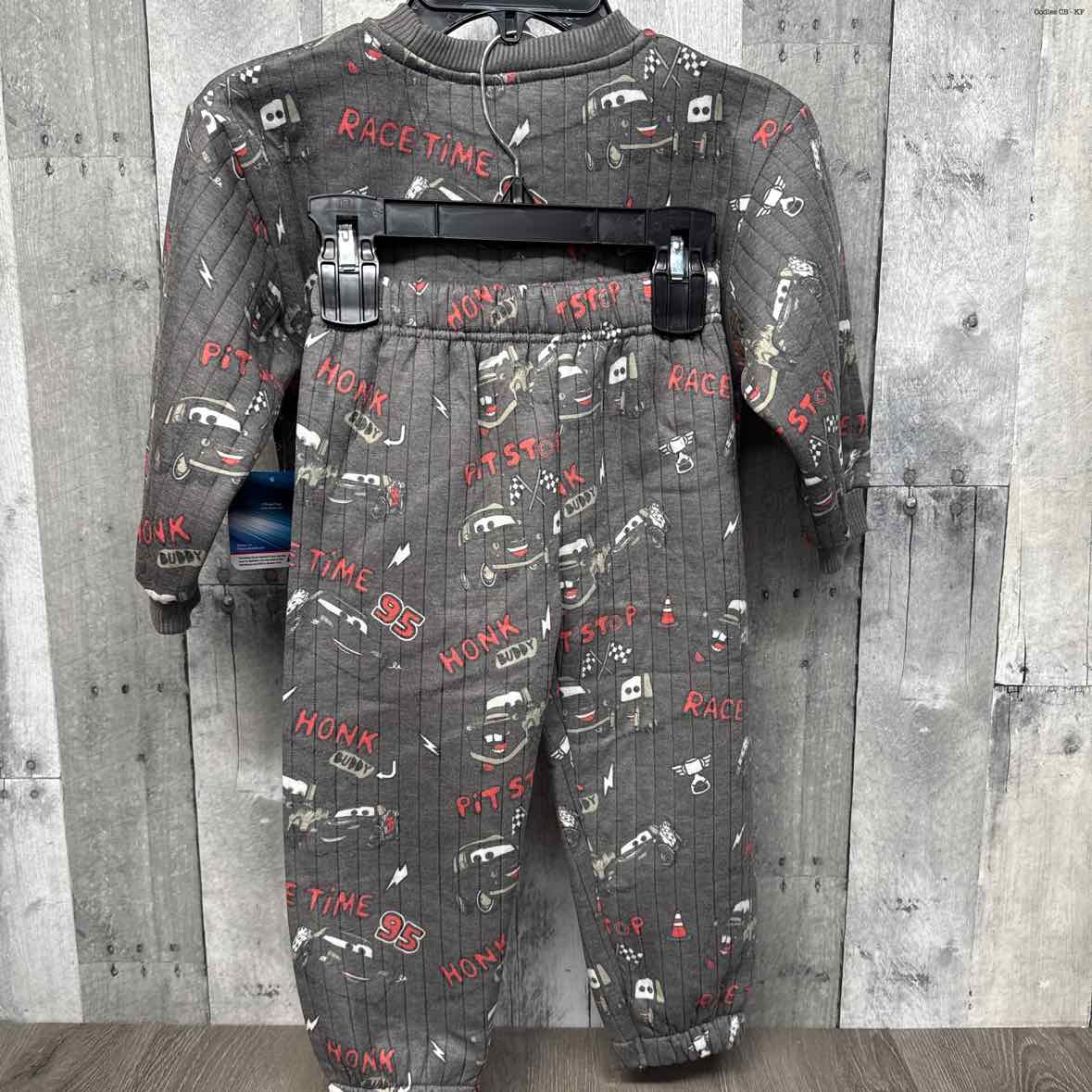Size 4T Gray Print Cars Shirt/Pants