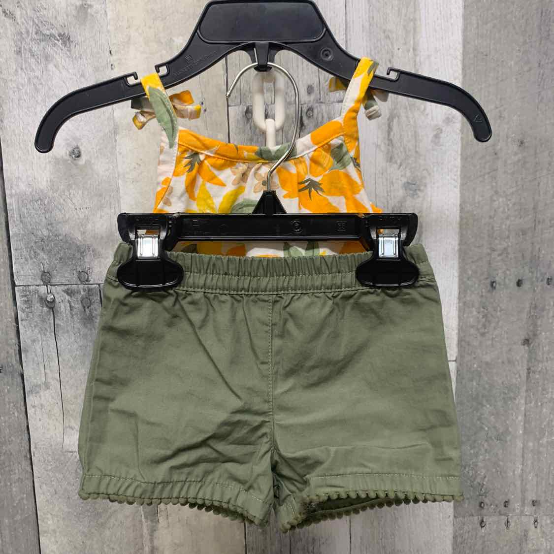 Size 3 Months White/Green Just One You Shirt/Shorts