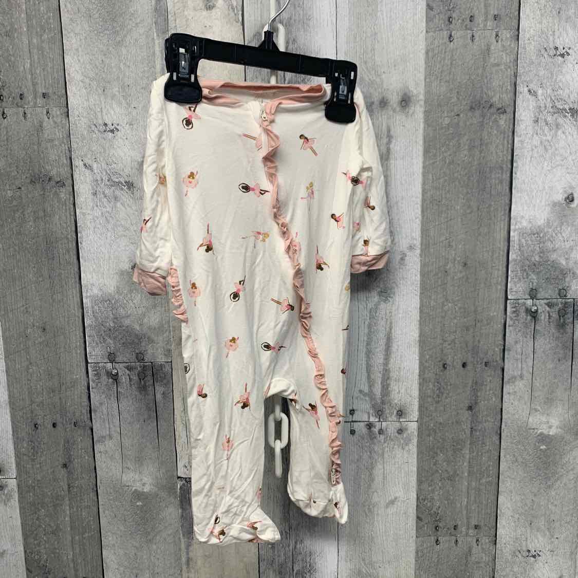 Size 0-3 Months White/Pink Bamboo Footy PJs