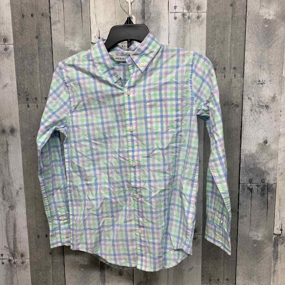 Size 8 White/Blue Janie & Jack LS Button Up