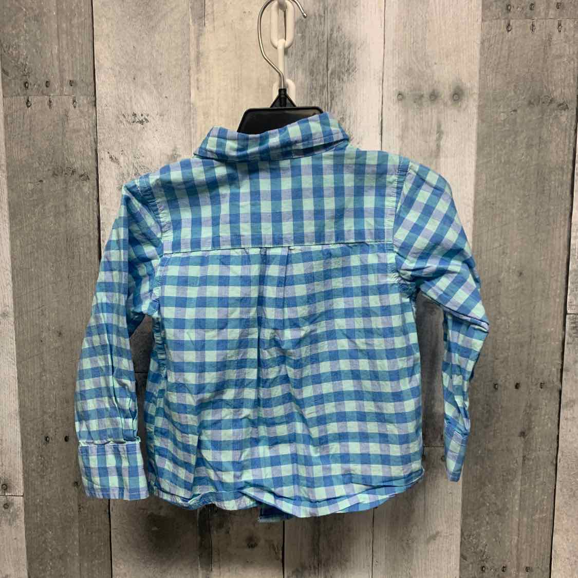 Size 2T Blue Plaid Mid Brand LS Button Up